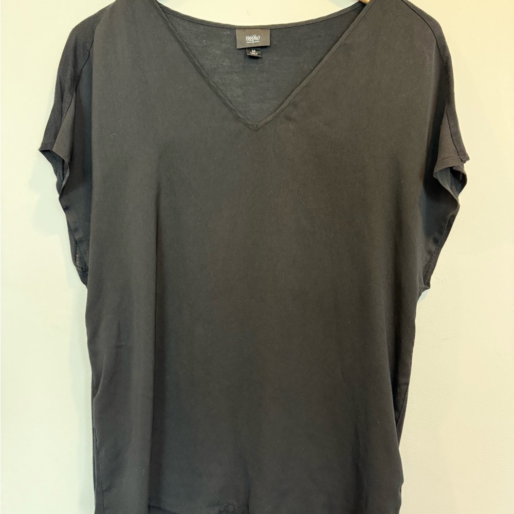 Mossimo Black V-Neck Short Sleeve Top
